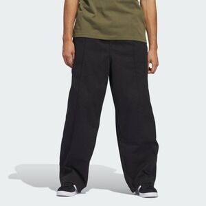 Adidas unisex Skateboarding Pintuck Pants Small Black Wide Leg Cotton Trousers